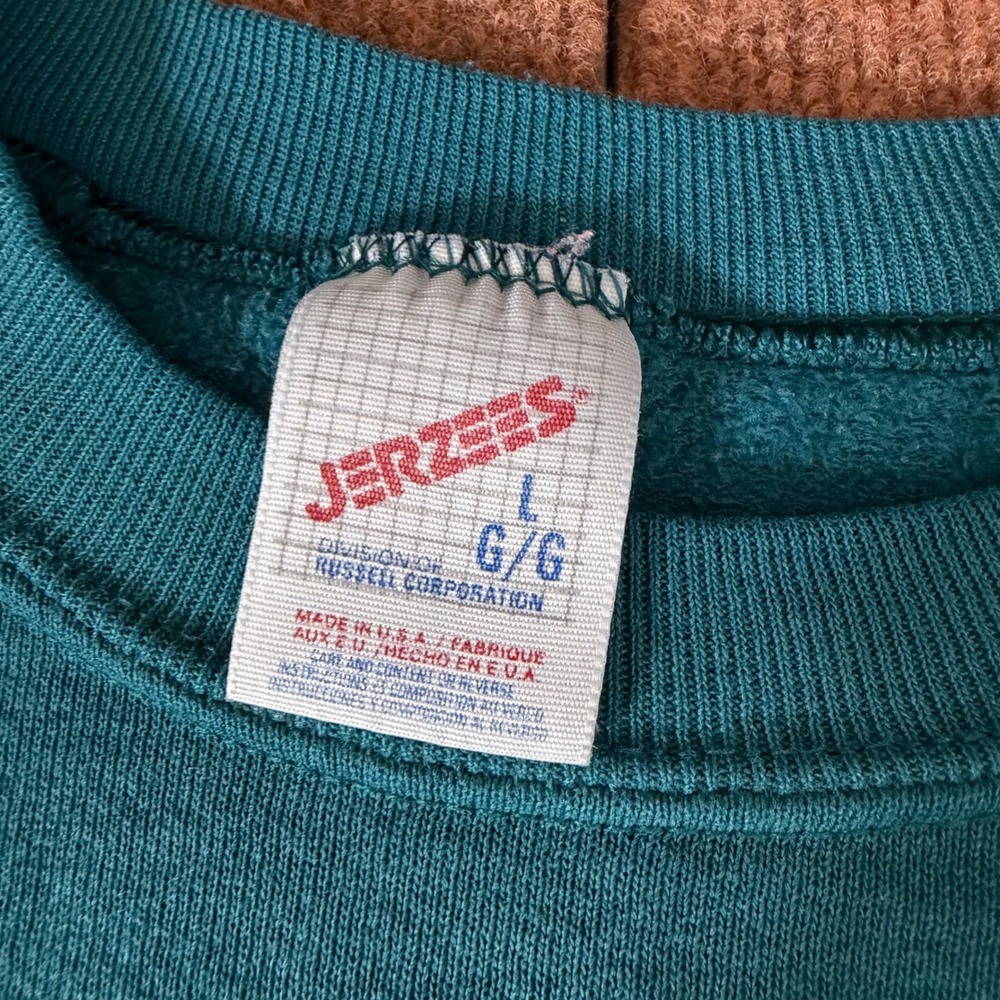 Vintage Jerzees Hawaii Volcanoes National Park Sweatshirt Teal Mens Large USA C+ - Picture 6 of 10
